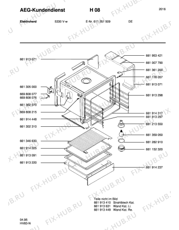 Взрыв-схема плиты (духовки) Aeg 5330V-W - Схема узла Section2